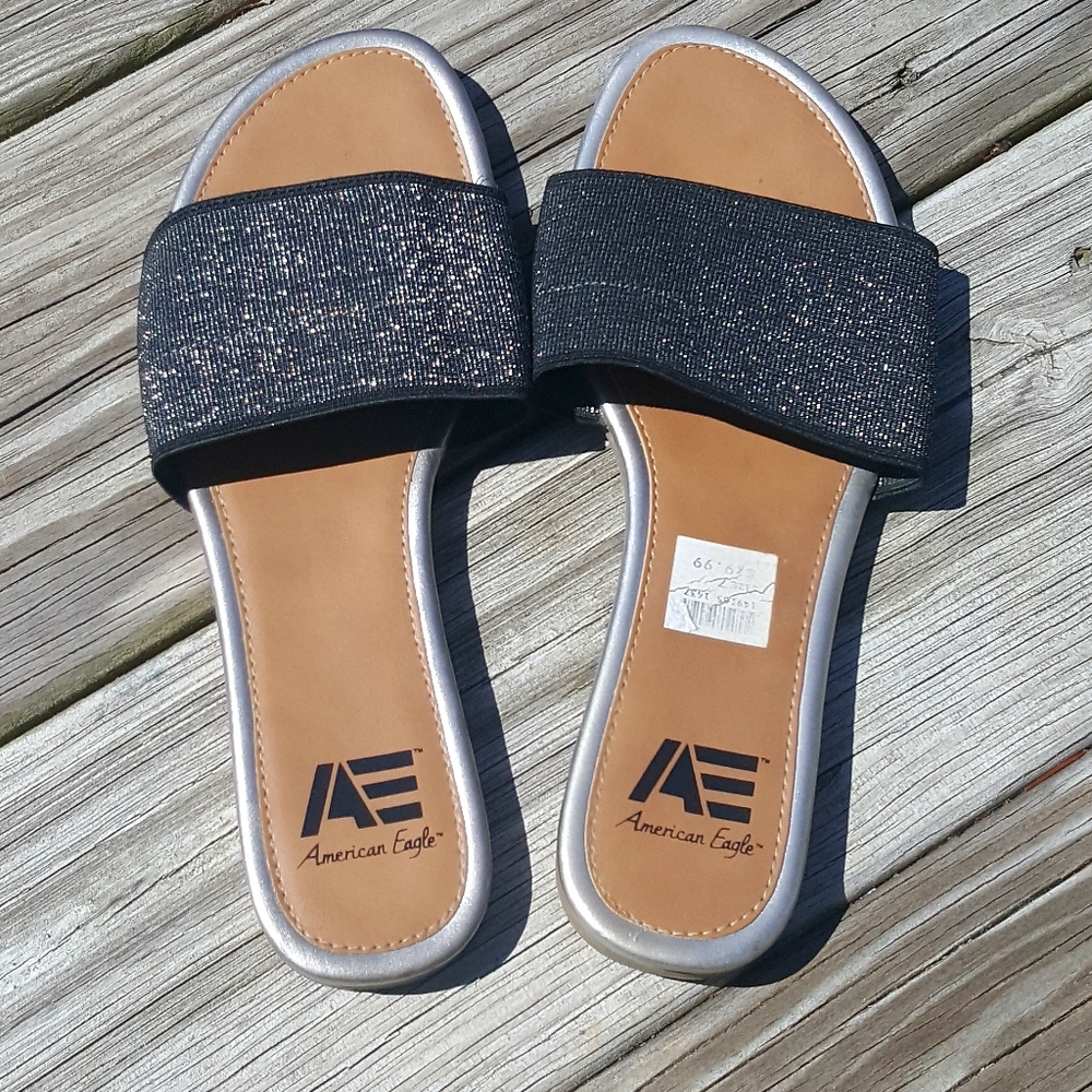 American Eagle | Sparkly Slip-On Sandals